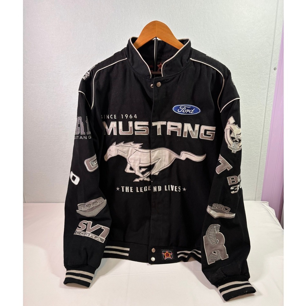 JH Design Ford Mustang Racing Jacket XL Black Cotton Twill Boss 302 429 SVTCobra